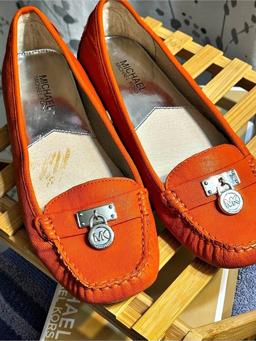 Michael Kors Hamilton Loafer Leather Loafers in Orange US 9.5 M